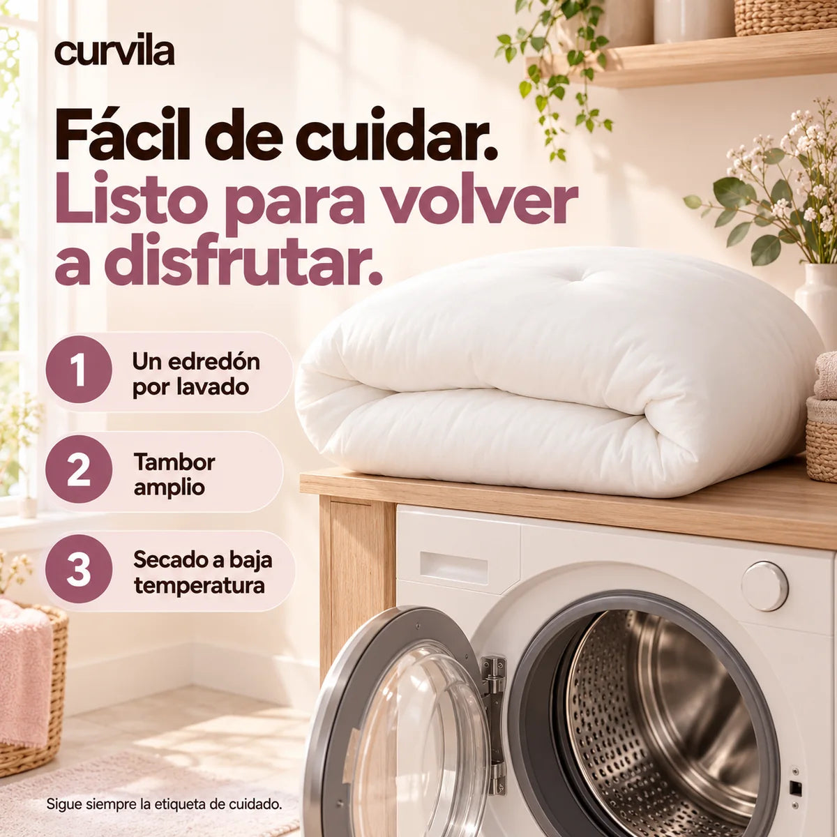 Instrucciones de lavado del edredón